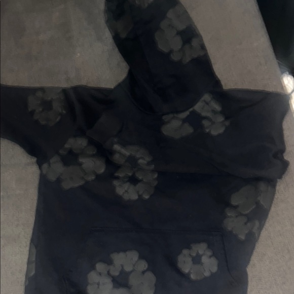 Denim tear black monochrome hoodie